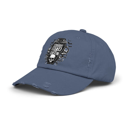 Straight Outta Coffin Distressed Cap - Unisex Skull Hat
