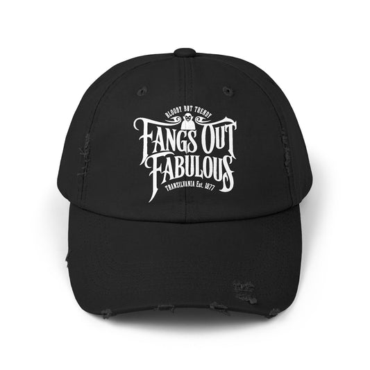 Fangs Out 1 Distressed Cap - Casual Style Hat for Everyday Use, Gift for Friends, Men and Women, Relaxed Vibe, Fun Occasion