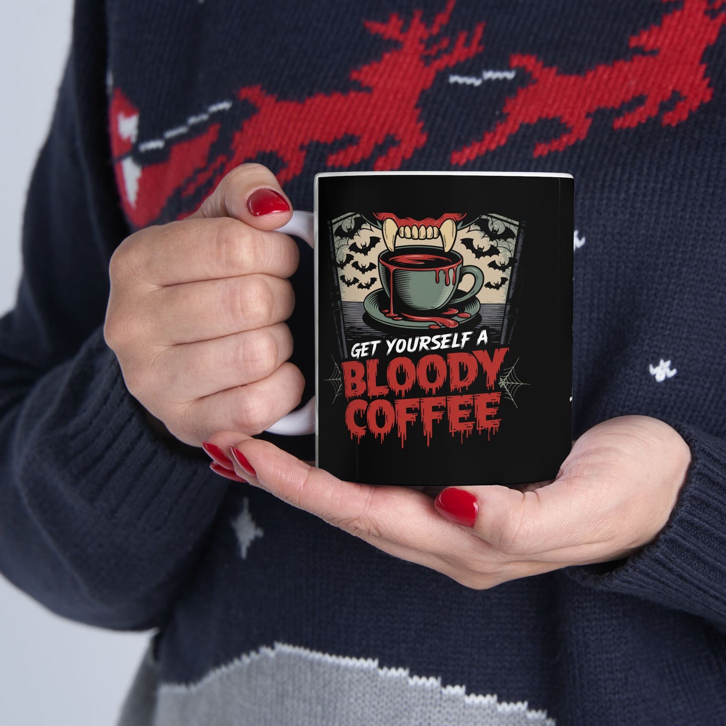 Halloween Themed Ceramic Mug - 'Get Yourself a Bloody Coffee'