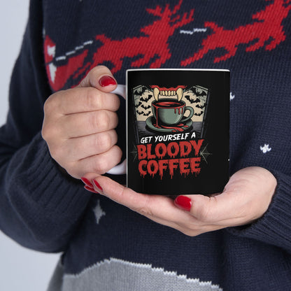 Halloween Themed Ceramic Mug - 'Get Yourself a Bloody Coffee'
