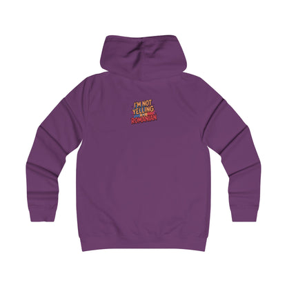 Humorous Romanian College Hoodie - "I'm Not Yelling, I'm Romanian"
