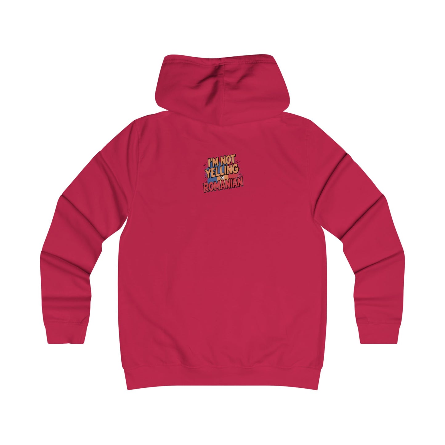 Humorous Romanian College Hoodie - "I'm Not Yelling, I'm Romanian"