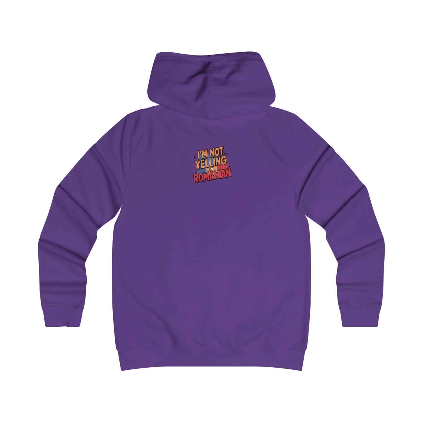Humorous Romanian College Hoodie - "I'm Not Yelling, I'm Romanian"