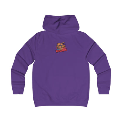 Humorous Romanian College Hoodie - "I'm Not Yelling, I'm Romanian"