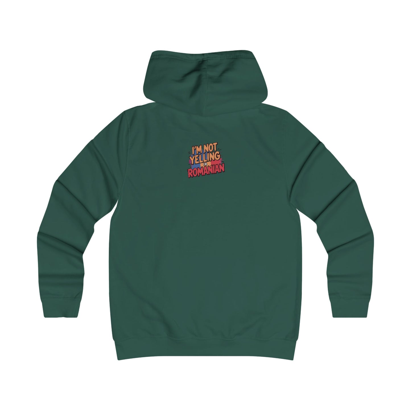 Humorous Romanian College Hoodie - "I'm Not Yelling, I'm Romanian"