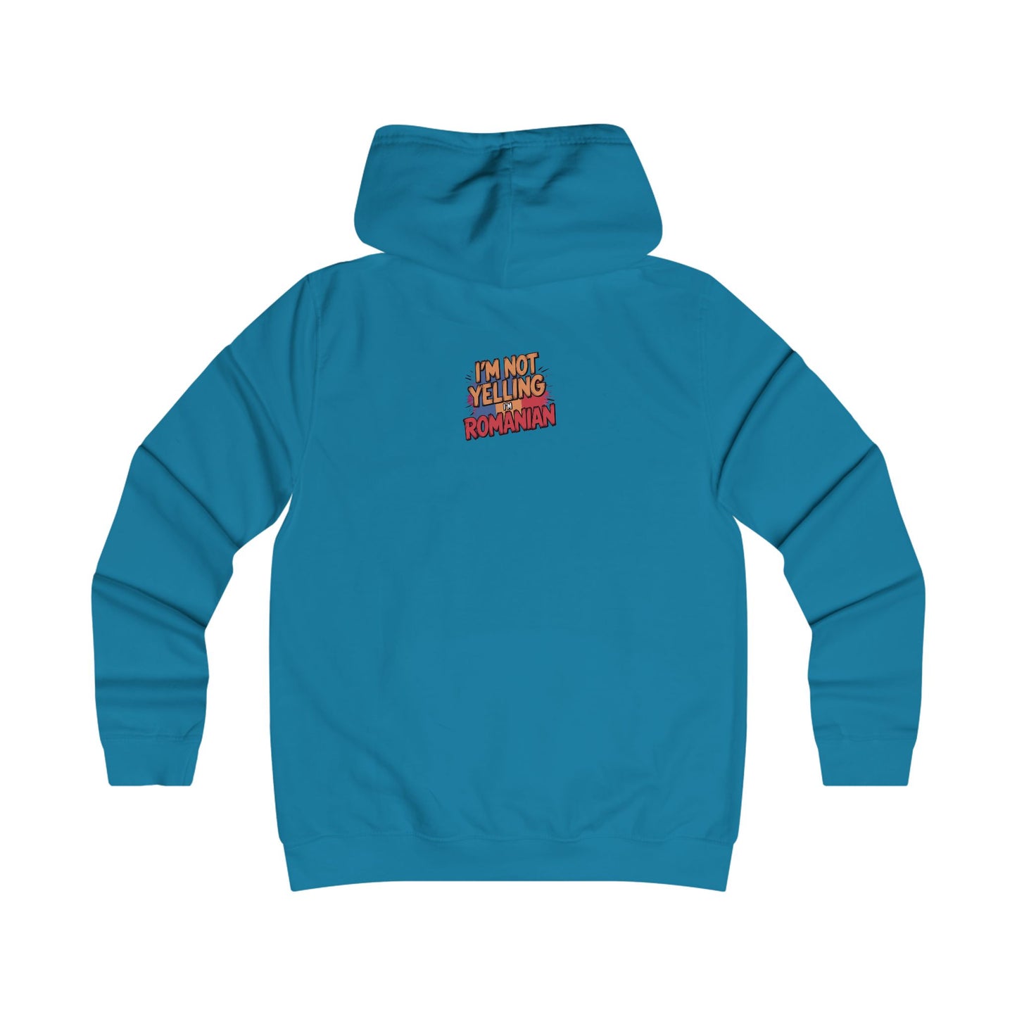 Humorous Romanian College Hoodie - "I'm Not Yelling, I'm Romanian"