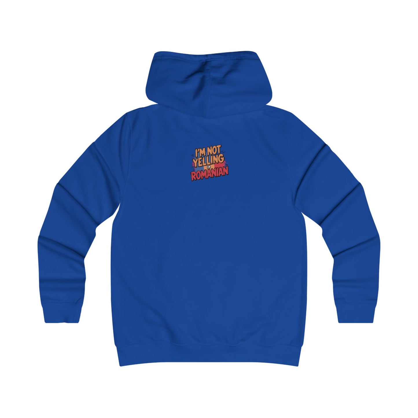 Humorous Romanian College Hoodie - "I'm Not Yelling, I'm Romanian"