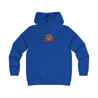 Humorous Romanian College Hoodie - "I'm Not Yelling, I'm Romanian"