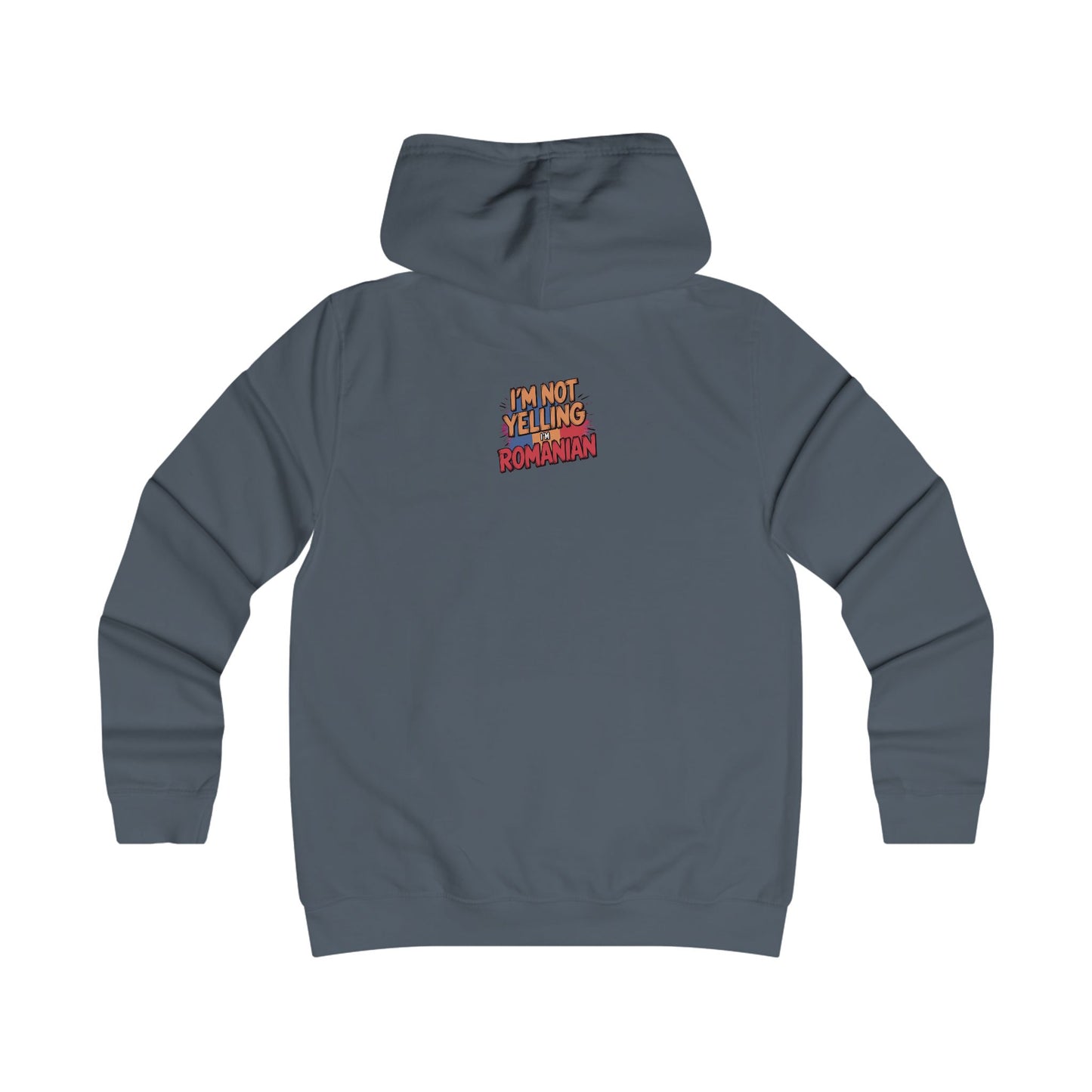 Humorous Romanian College Hoodie - "I'm Not Yelling, I'm Romanian"