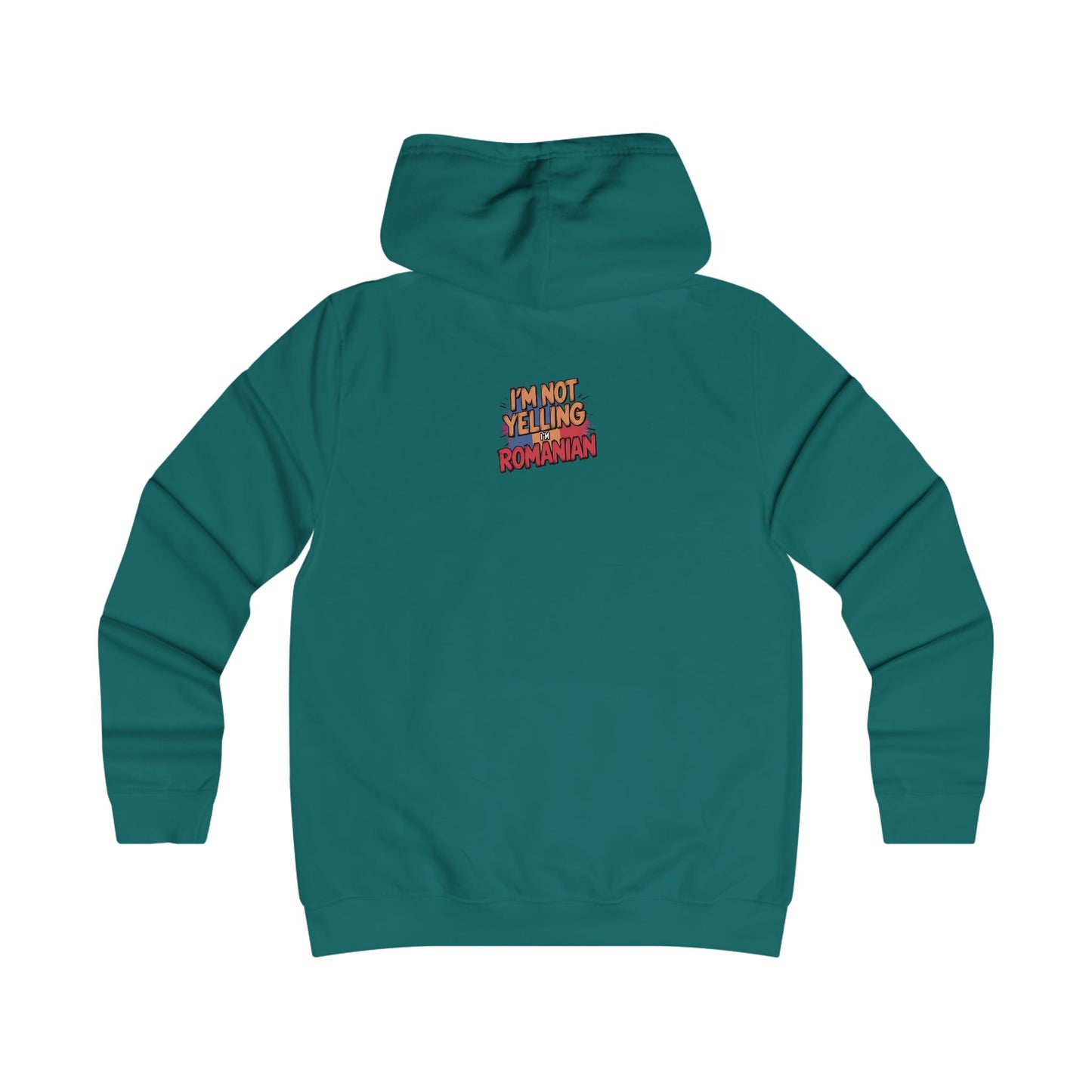 Humorous Romanian College Hoodie - "I'm Not Yelling, I'm Romanian"