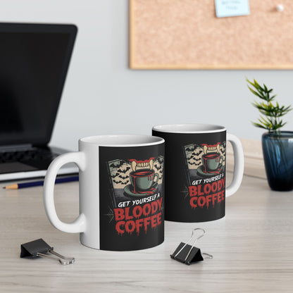 Halloween Themed Ceramic Mug - 'Get Yourself a Bloody Coffee'