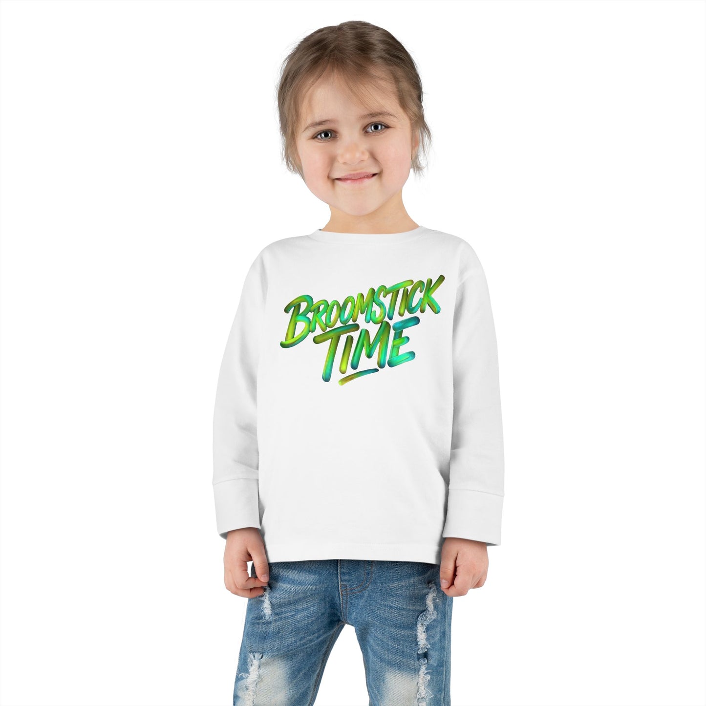 Little Monsters | Broomstick Time | Toddler Long Sleeve Tee | Fun Kids Shirt, Cute Outfit, Playtime Apparel