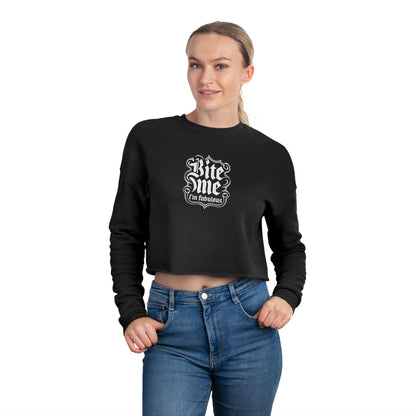 Bite Me I'm Fabulous Cropped Sweatshirt for Women - Stylish Urban Chic