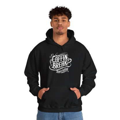 Coffin Break Specialist Unisex Heavy Blend Hoodie - Perfect for Eerie Evenings and Halloween Celebrations