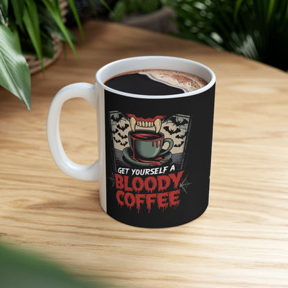 Halloween Themed Ceramic Mug - 'Get Yourself a Bloody Coffee'