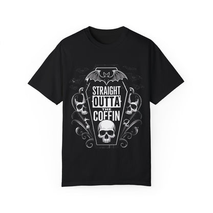 Straight Outta The Coffin Unisex Garment-Dyed T-Shirt | Spooky Halloween Tee