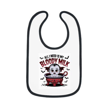 Baby Halloween Bib - 'All I Need Is My Bloody Milk' Contrast Trim