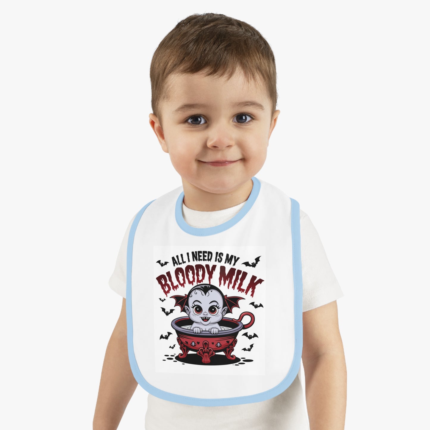 Baby Halloween Bib - 'All I Need Is My Bloody Milk' Contrast Trim