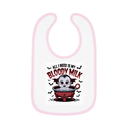 Baby Halloween Bib - 'All I Need Is My Bloody Milk' Contrast Trim