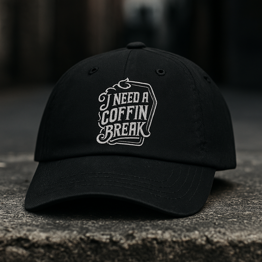 Need a Coffin Break Embroidered Denim Hat - Fun & Edgy Cap for Casual Style