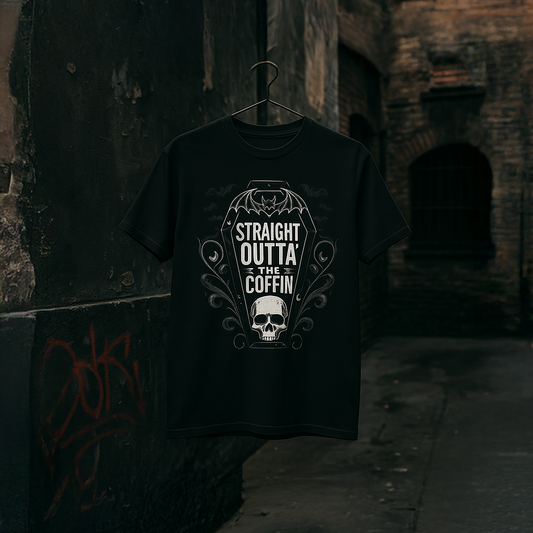 Straight Outta The Coffin Unisex Garment-Dyed T-Shirt | Spooky Halloween Tee